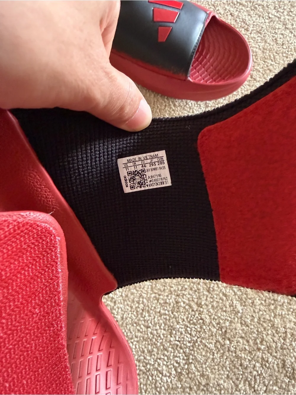 adidas Originals Red and Black Men's Slide Sandals with Team Crest